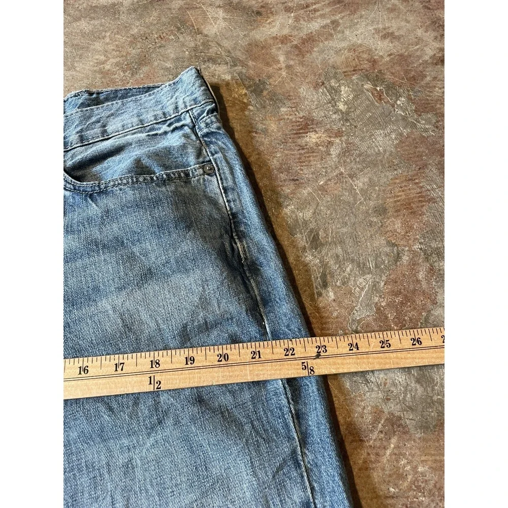 VTG Levi's 514 Slim Straight Leg Leather Patch Light‎ Blue Denim 38W x 30L *